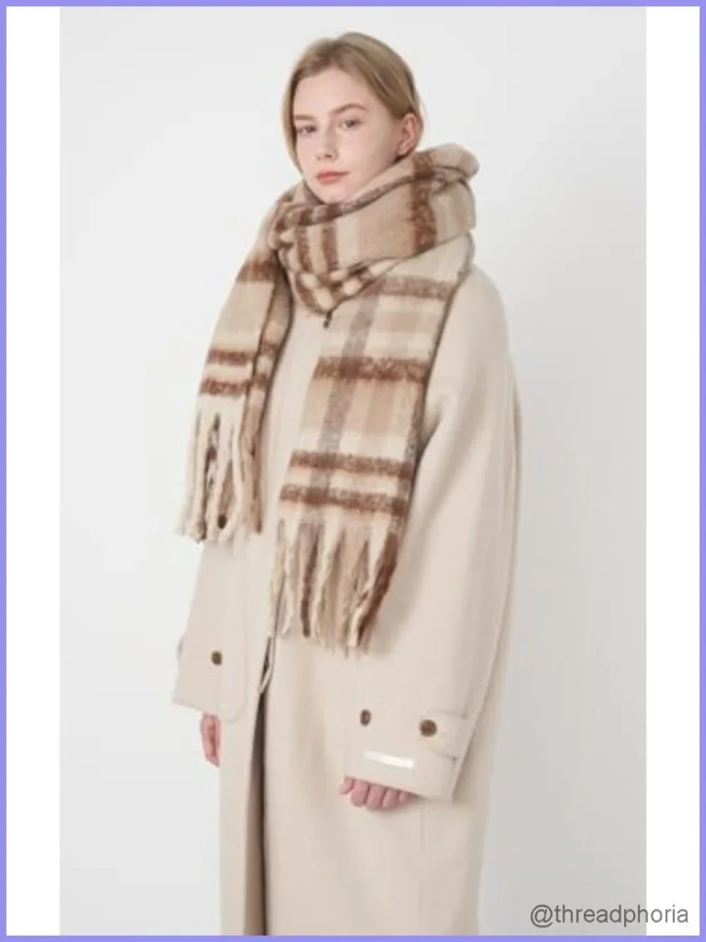 Women's Cashmere Feel Plaid Fringe Scarf Shawl Wrap Pashmina